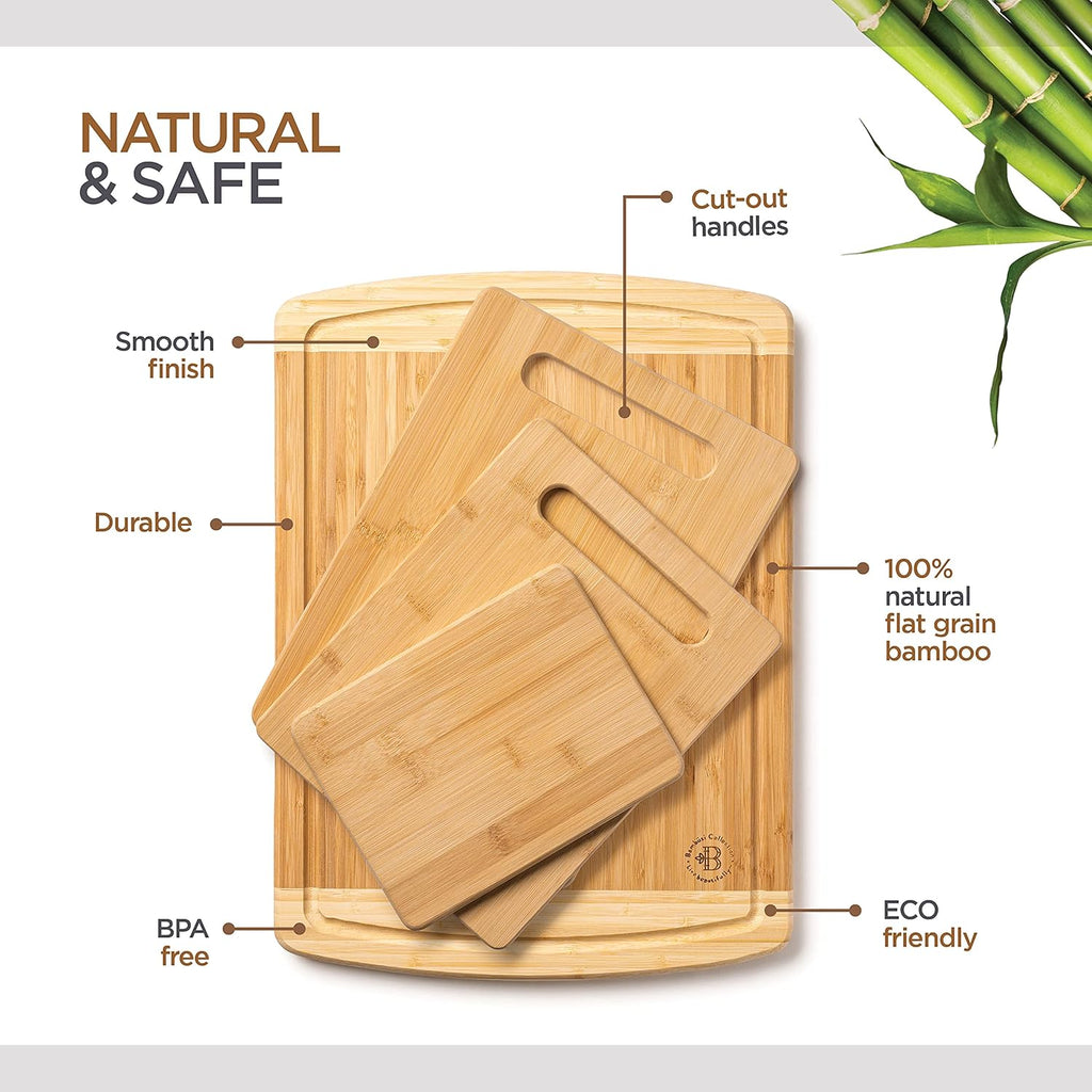 Bamboo Cutting Board Set of 4 - Wooden Cutting Boards for Kitchen with Juice Groove - Large Butcher Block, Cheese Board Charcuterie Board for Meat, Vegetables, and Cheese - Great Kitchen Gift