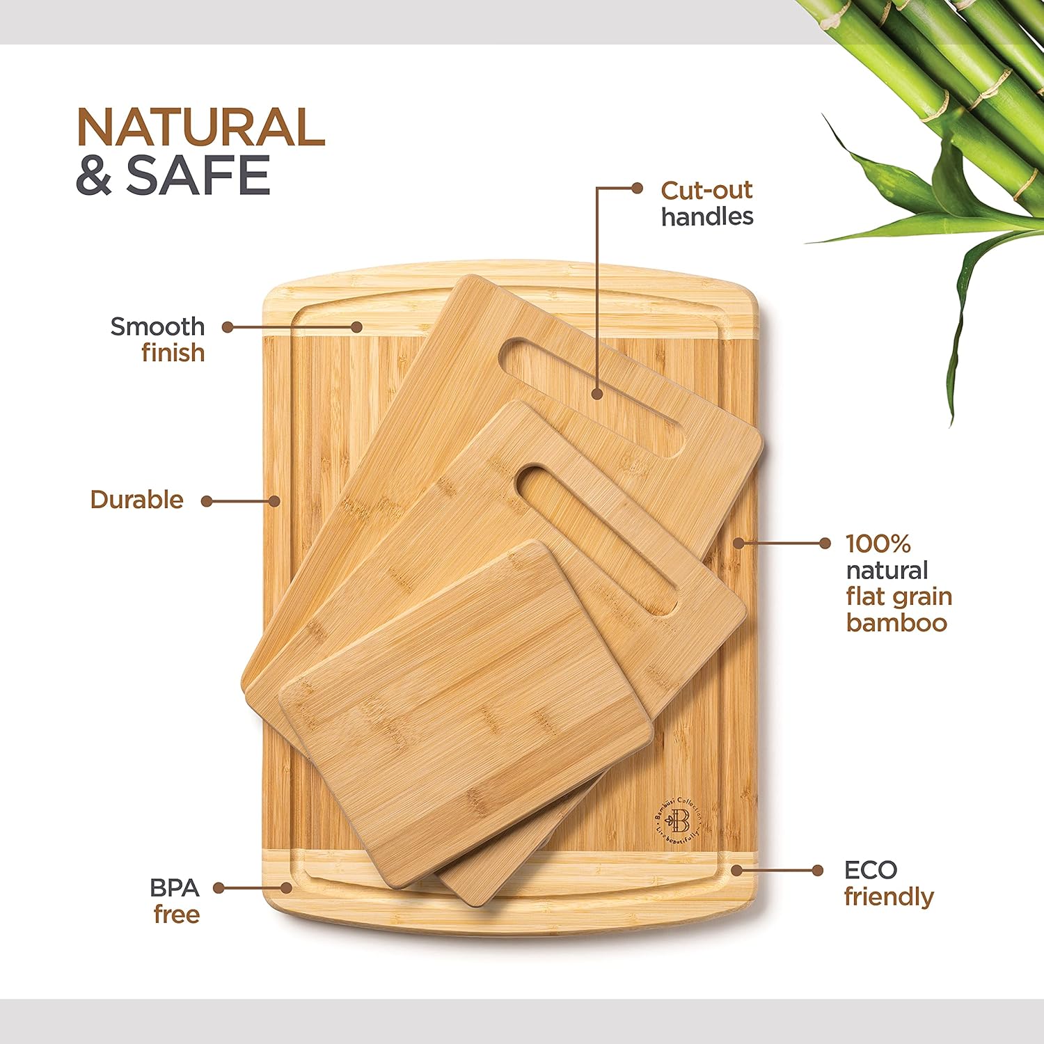 Bamboo Cutting Board Set of 4 - Wooden Cutting Boards for Kitchen with Juice Groove - Large Butcher Block, Cheese Board Charcuterie Board for Meat, Vegetables, and Cheese - Great Kitchen Gift