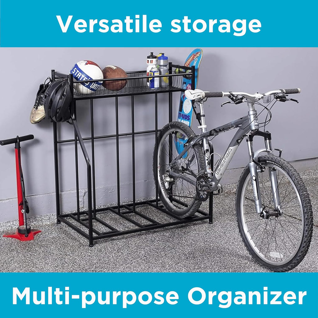 BIRDROC HOM Bik Rac Garag Storag Floo Stan Freestandin Organize fo Outdoo Yar Uprigh Wal Moun fo Scooters Rakes Motorcycles Hoverboards Glove Hold Bicycl Black