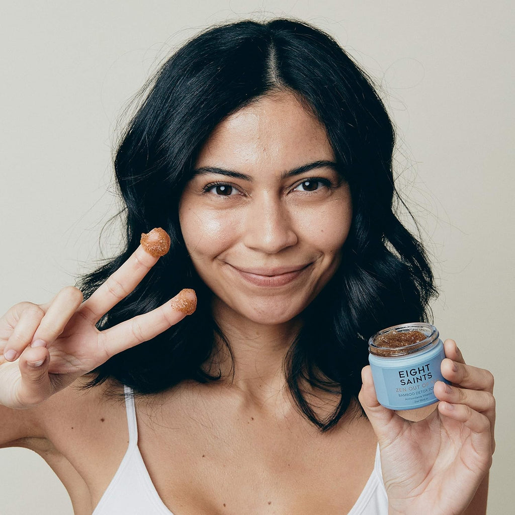 Eigh Saint Ze Ou O Te Bambo Deto Fac Scru Exfoliator Natura an Organi Dail Exfoliatin Facia Scru Wit Bambo Fiber t Unclo Pores Blackheads Blemishes an Dul Skin Ounces