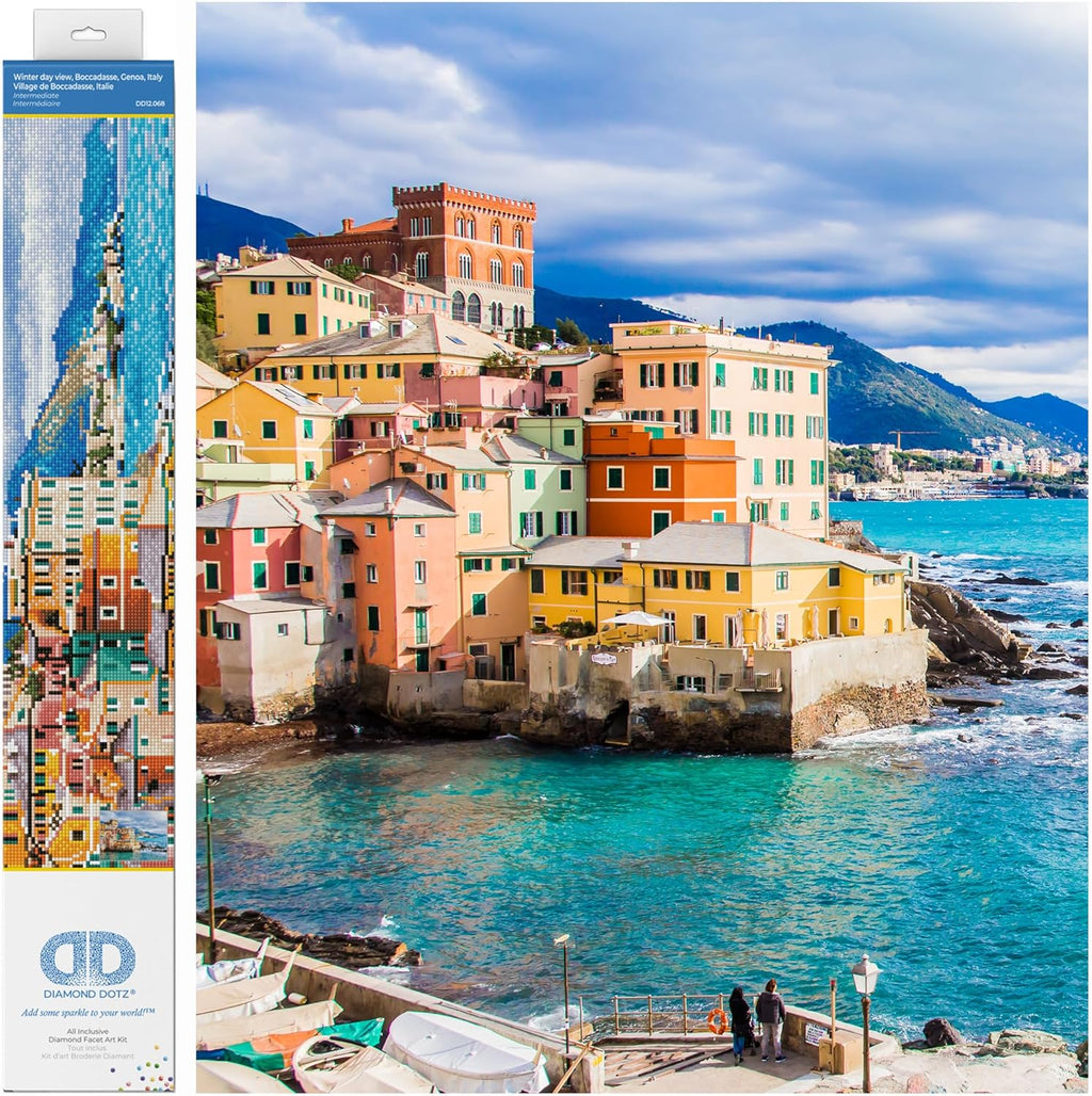 DIAMON DOT Winte Da View Boccadasse Genoa Ital Diamon Paintin Kit fo Adult Diamon Ar Kit Relaxin Creativ Craf Ki wit Dot Gem 18.5x24.8