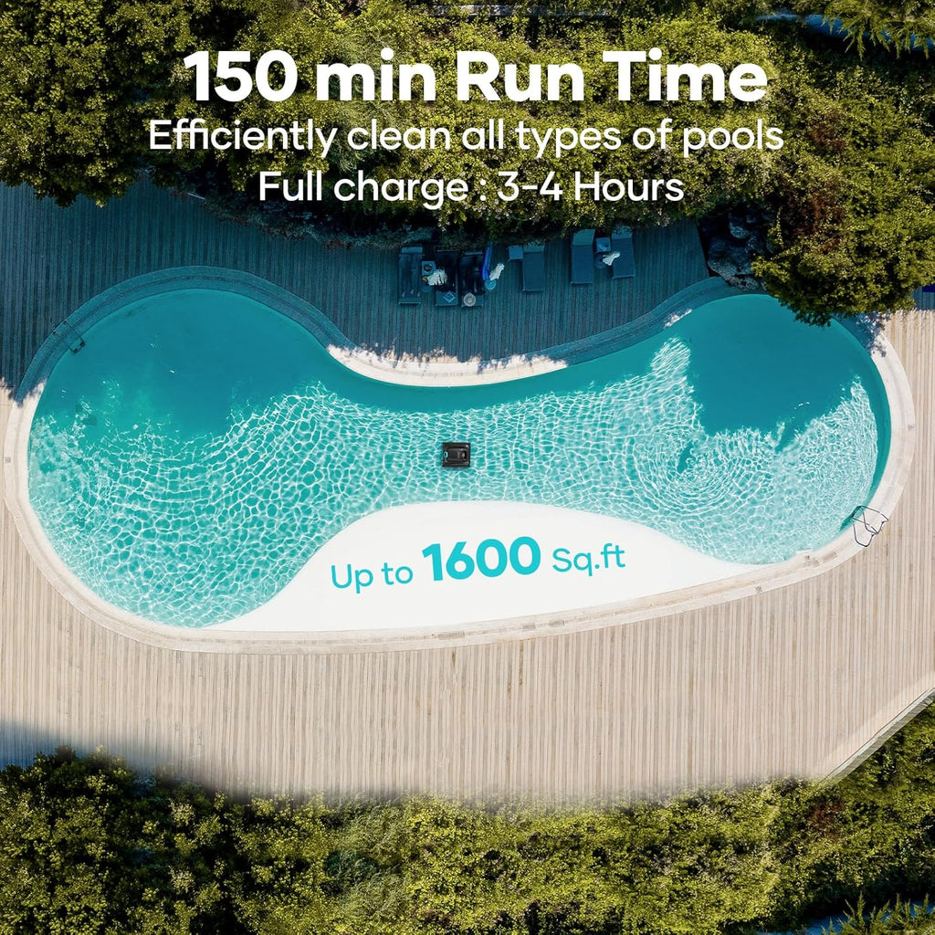 AIPE Scub S Cordles Roboti Cleaner Smar Navigatio fo Ingroun Pool u t 1,60 Sq.ft Wal an Waterlin Cleanin Vacuum
