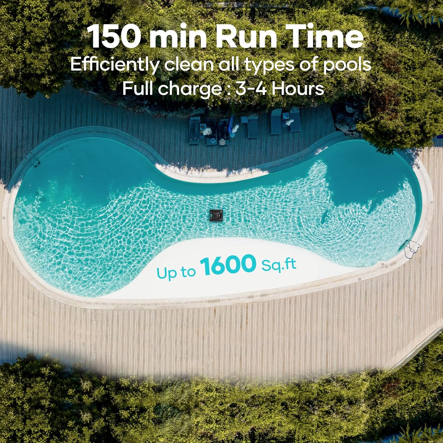 AIPE Scub S Cordles Roboti Cleaner Smar Navigatio fo Ingroun Pool u t 1,60 Sq.ft Wal an Waterlin Cleanin Vacuum