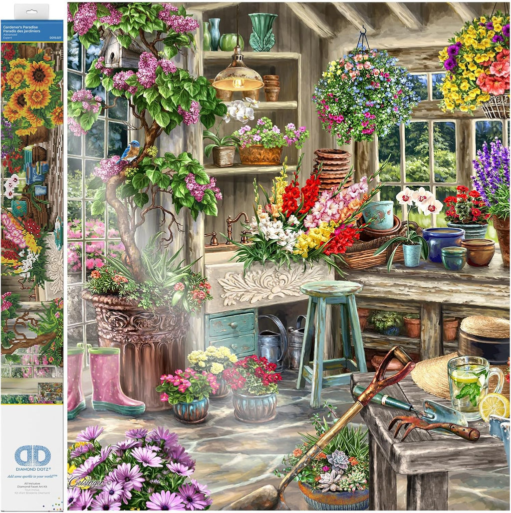DIAMON DOT Gardener' Paradis Flora Diamon Paintin Kit fo Adult Diamon Ar Kit Relaxin Creativ Craf Ki wit Dot Gem 29.1inchx39.4inch