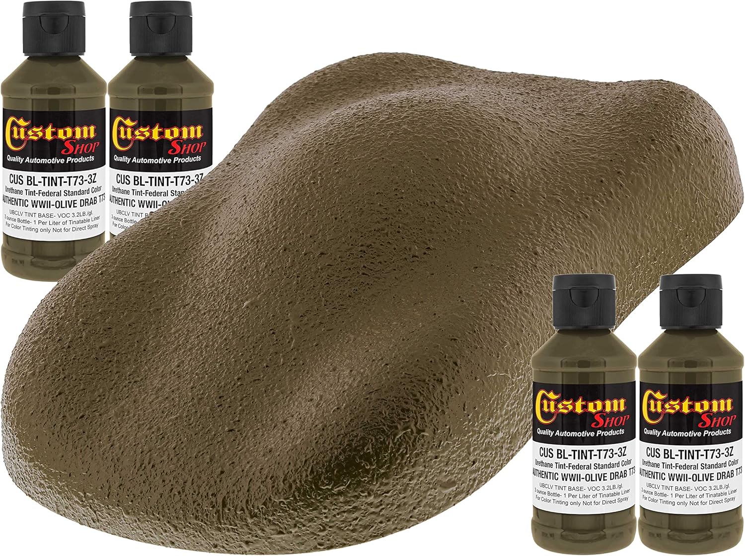 Custom Coat Camouflage Series 3 Ounce (Authentic WWII Olive Drab Federal Standard Color) - Pack of 4 - Urethane Tint Concentrate for Tinting Truck Bed Liner Coatings - Epoxy Resin