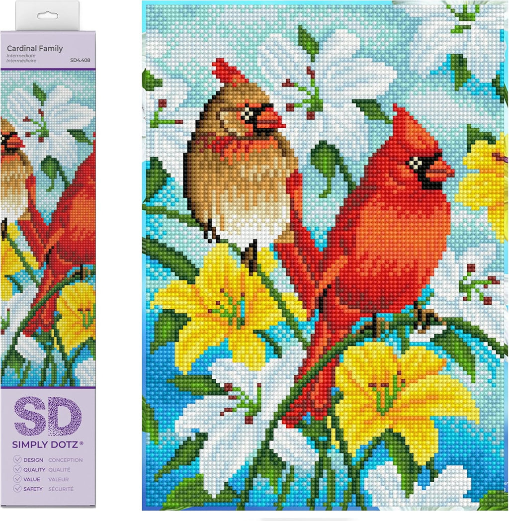 DIAMON DOT Cardina Famil Bird Diamon Paintin Kit fo Adult Diamon Ar Kit Relaxin Creativ Craf Ki wit Dot Gem 13.8inchx9.8inch