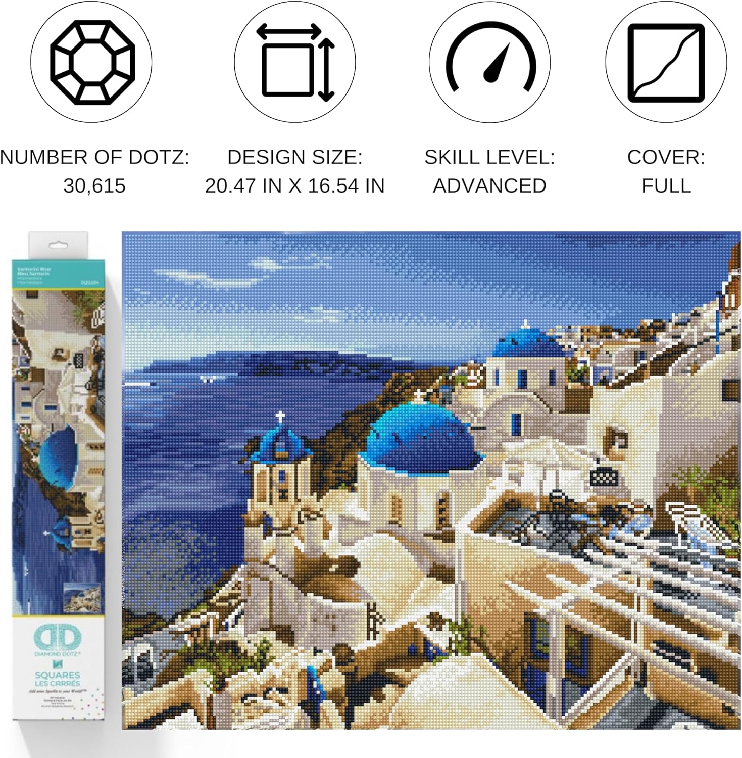 DIAMON DOT Santorin Blu Diamon Paintin Kit fo Adult Diamon Ar Kit Relaxin Creativ Craf Ki wit Dot Gem 20.5x16.5