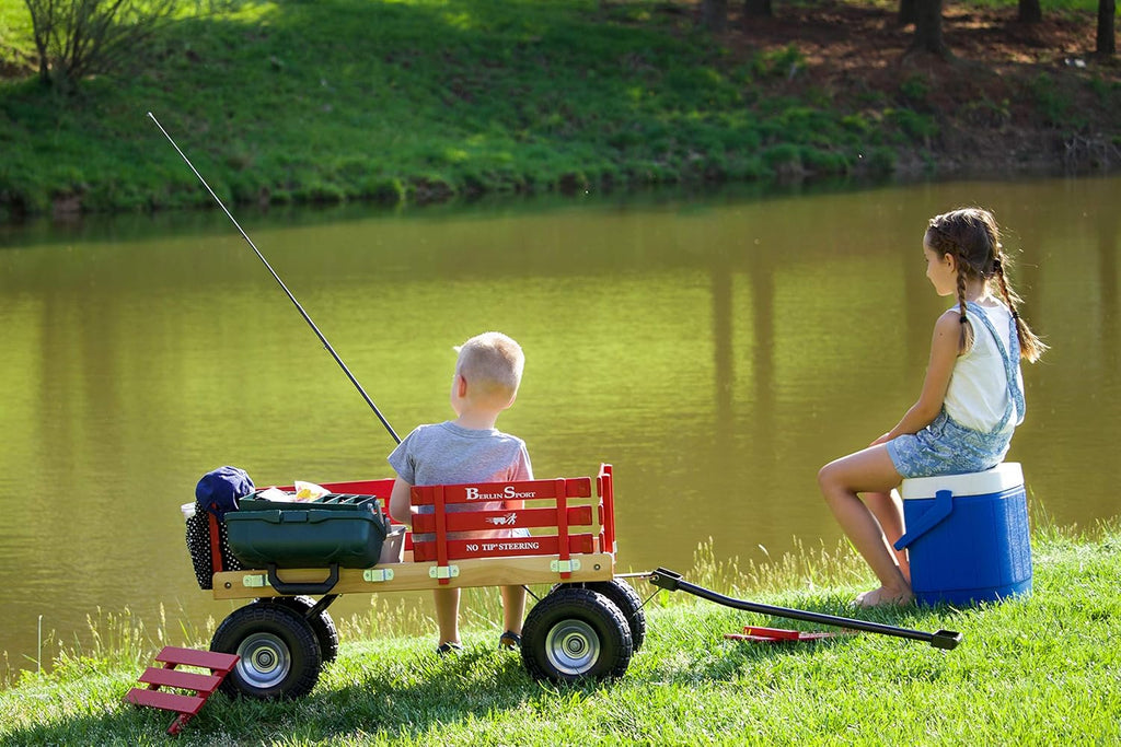 Berlin Flyer Sport Kid's Wagon - Model F410 - Amish Made in Ohio, USA - 10inch No-Flat Tires (Red)