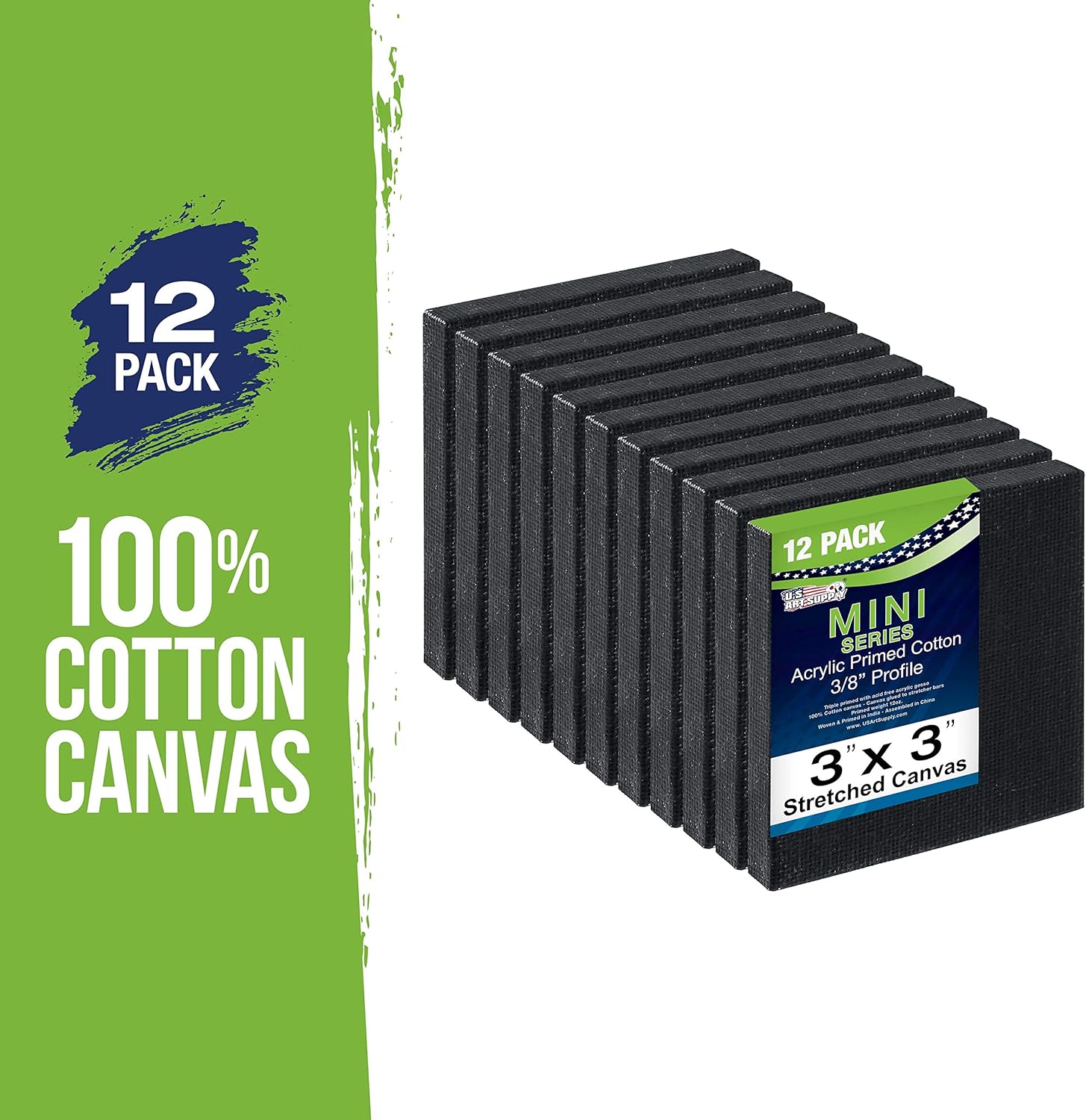 U Ar Suppl 3inc 3inc Blac Min Professiona Prime Stretche Canva (1-Pac o 12-Blac Min Canvases)