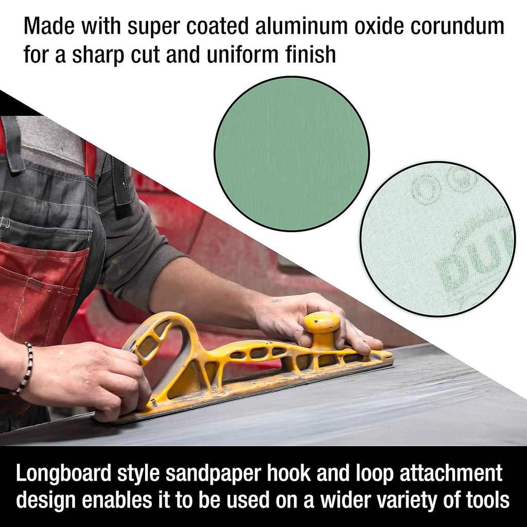 Dura-Gold Premium - 1500 Grit Green Film - Hook & Loop Backing Longboard Continuous Sandpaper Roll, 2-3/4inch Wide, 12 Yards Long - For Automotive Detailing, Fine Color Sanding, Long Board Sander Blocks