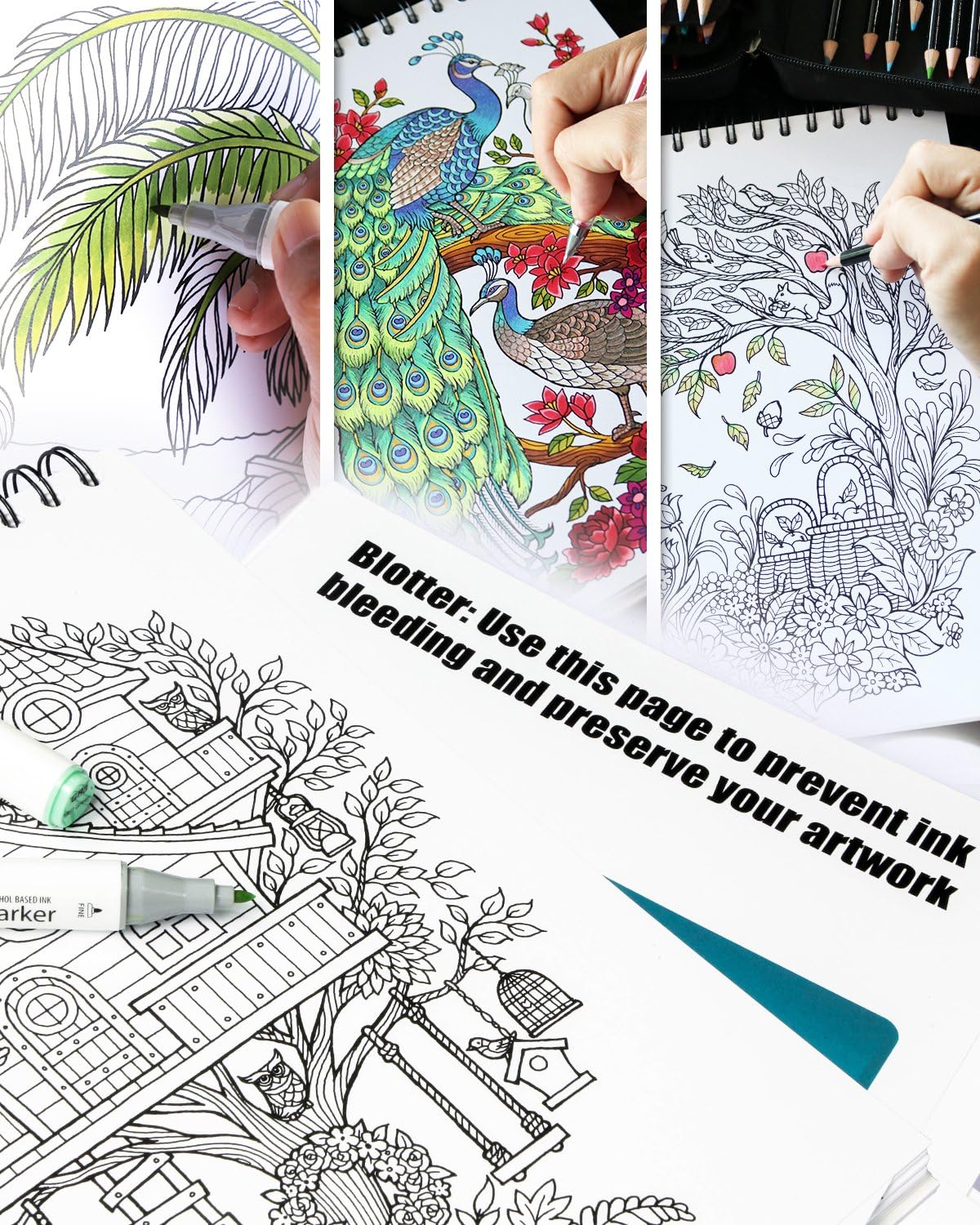 Blissfu Scene Adul Colorin Boo Feature 5 Origina Han Draw Design Printe o Artis Qualit Paper Hardbac Covers Spira Binding Perforate Pages Bonu Blotter