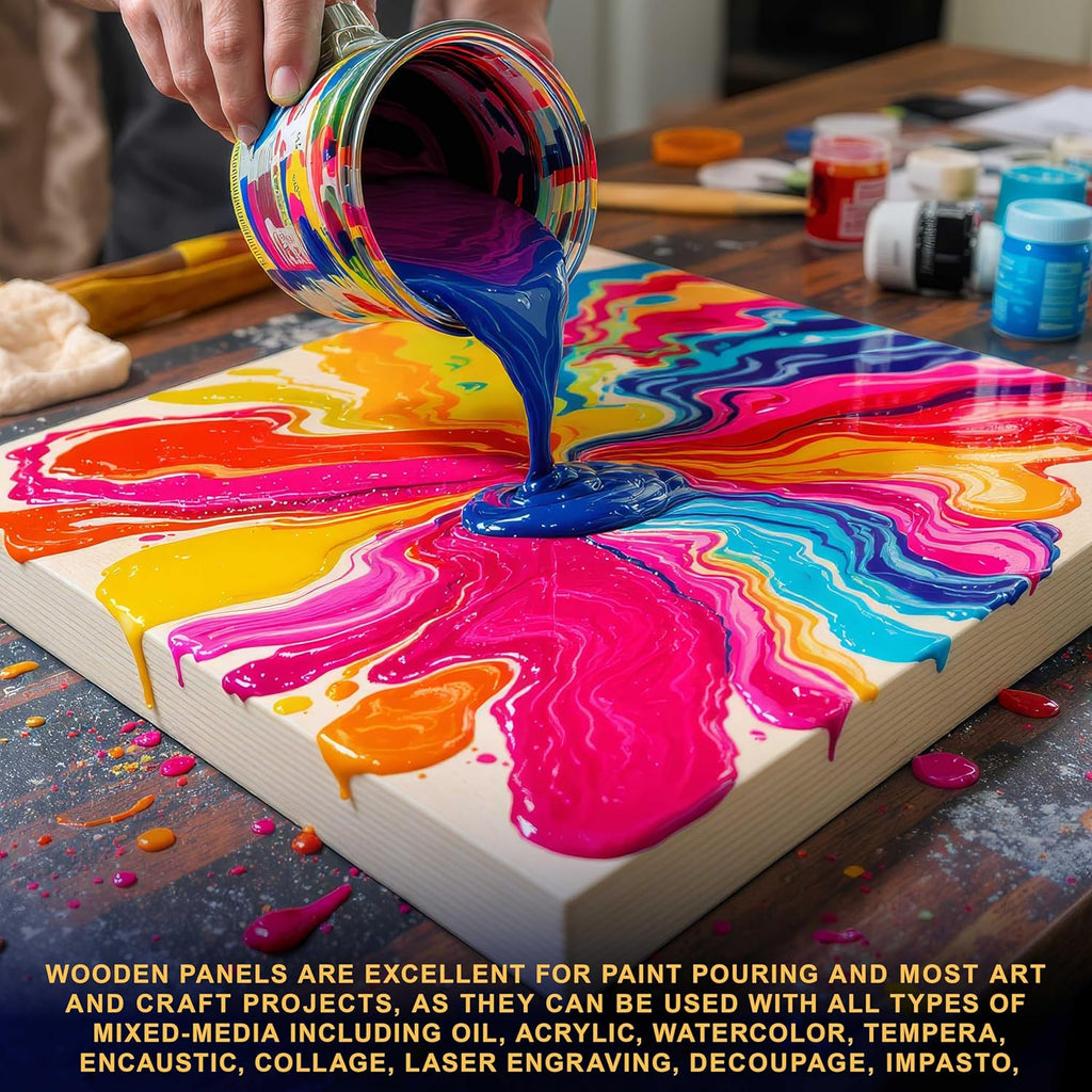 U.S. Art Supply 24inch x 24inch Unfinished Cradled Wood Panels for Painting, Gallery 1-1/2inch Deep (2 Pack) - Artist Depth Wooden Wall Canvases - Mixed-Media Craft, Acrylic, Oil, Encaustic, Paint Pouring