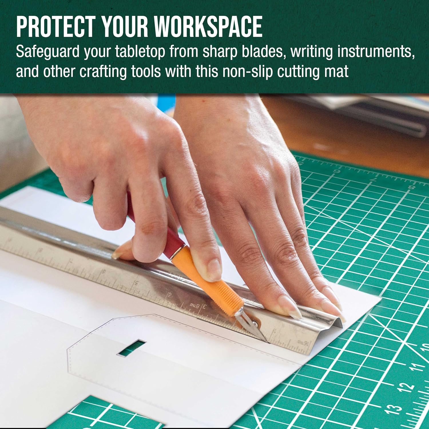 U.S Ar Suppl 40inc 80inc Self-Healin Cuttin Ma 5-Pl Double-Side Green/Blac Craf Mat Non-Sli Cuttin Mat fo Crafts Sewing Quilting Scrapbooking
