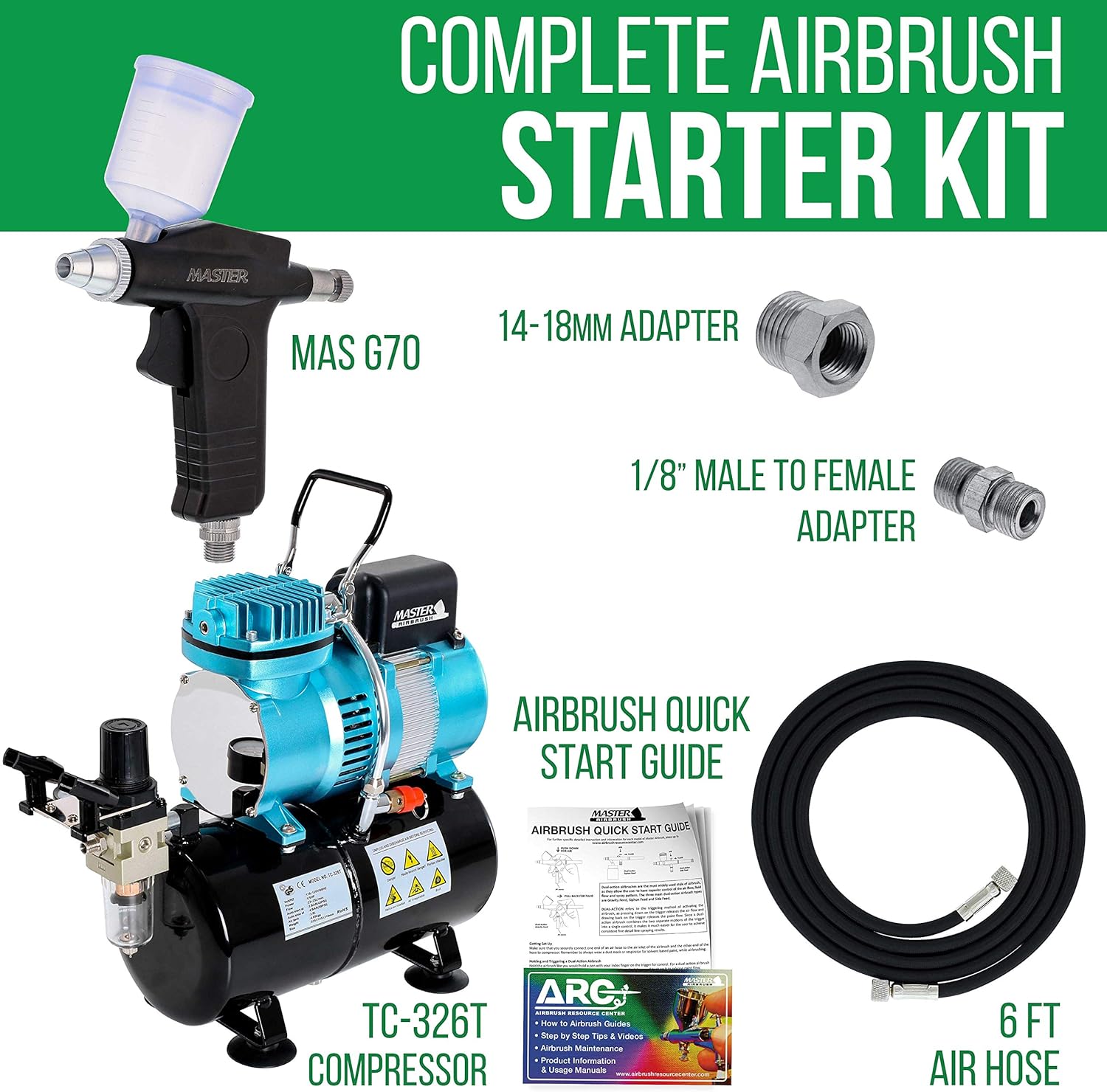 MA G7 Dual-Actio Trigge Styl Gravit Airbus wit Tan Compresso an Hose