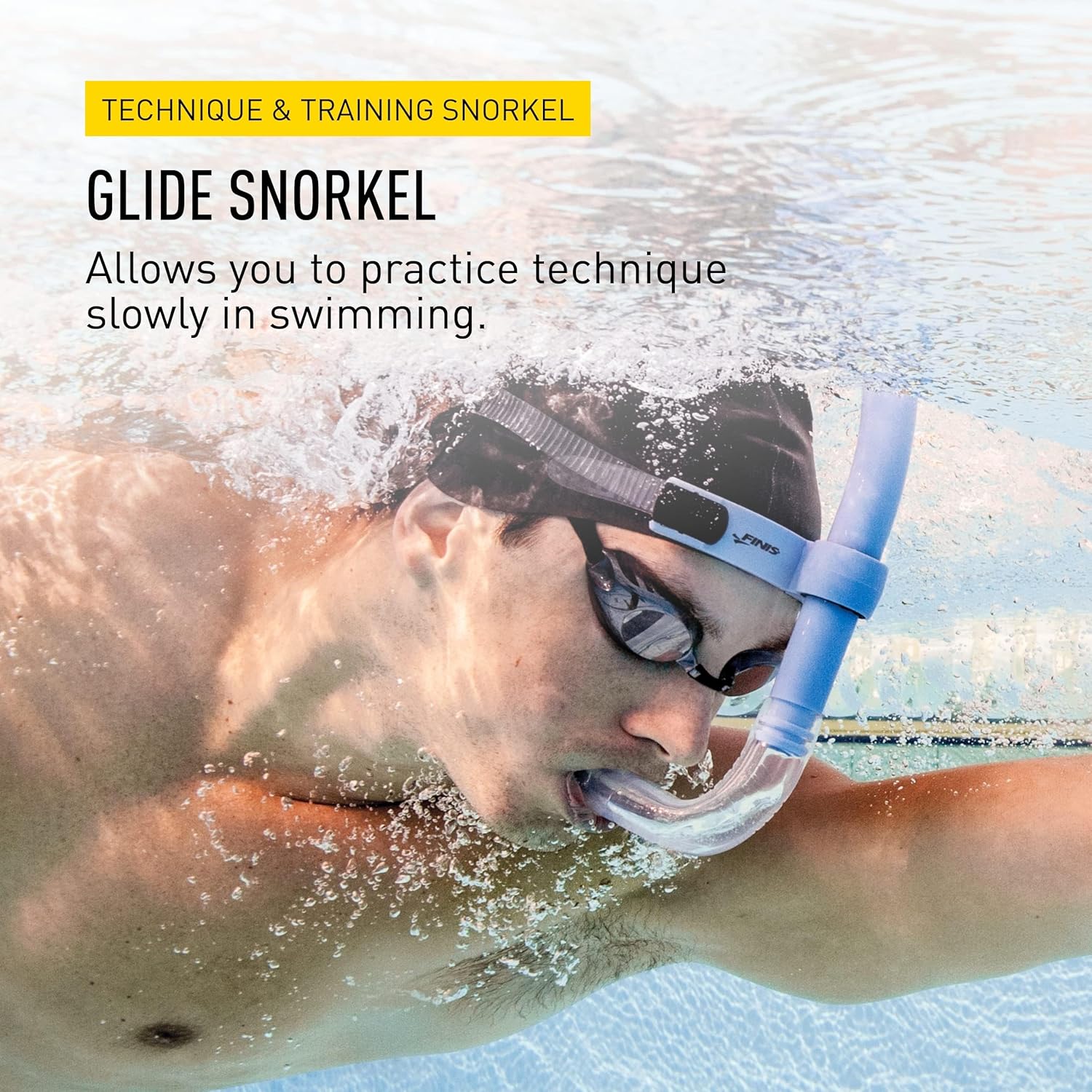 FINIS Glide Center-Mount Swim Snorkel for Adults - Adjustable Fit - Technique & Endurance Training