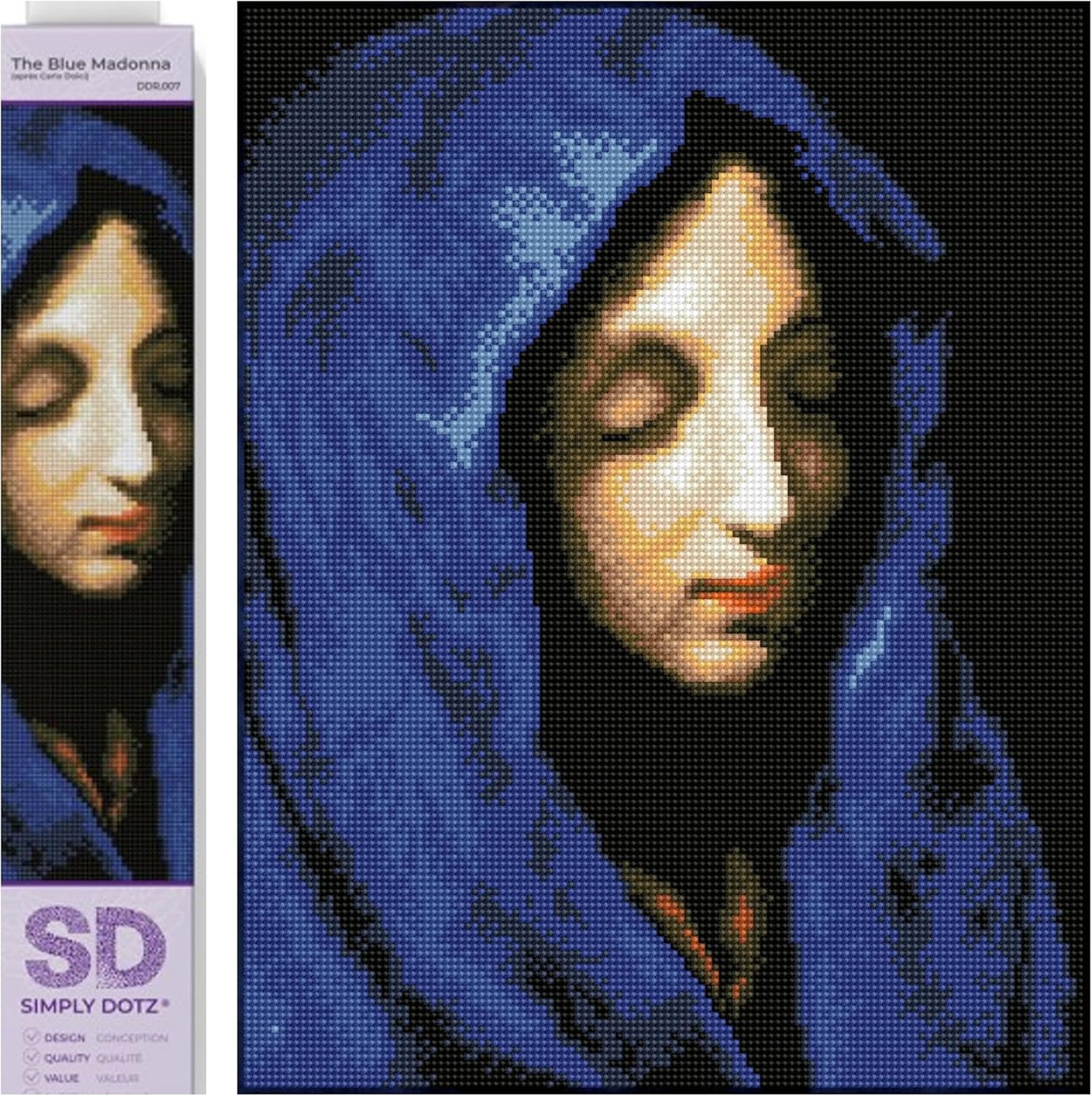 DIAMON DOT Th Blu Madonn (apr? Carl Dolci Portrai Diamon Paintin Kit fo Adult Diamon Ar Kit Relaxin Creativ Craf Ki wit Dot Gem 17.7inchx13.7inch