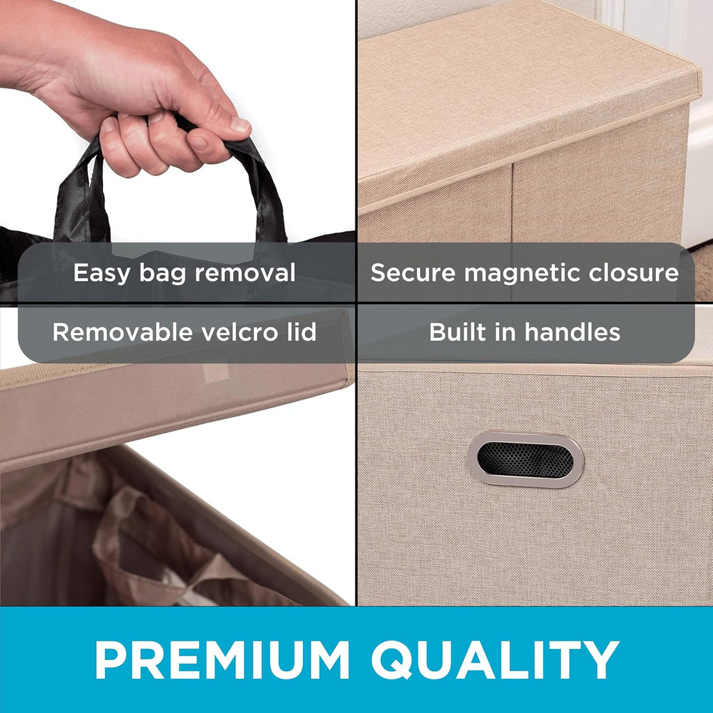 BIRDROC HOM Doubl Laundr Hampe wit Li an Removabl Liner Line Easil Transpor Laundr Foldabl Hampe Cu Ou Handles