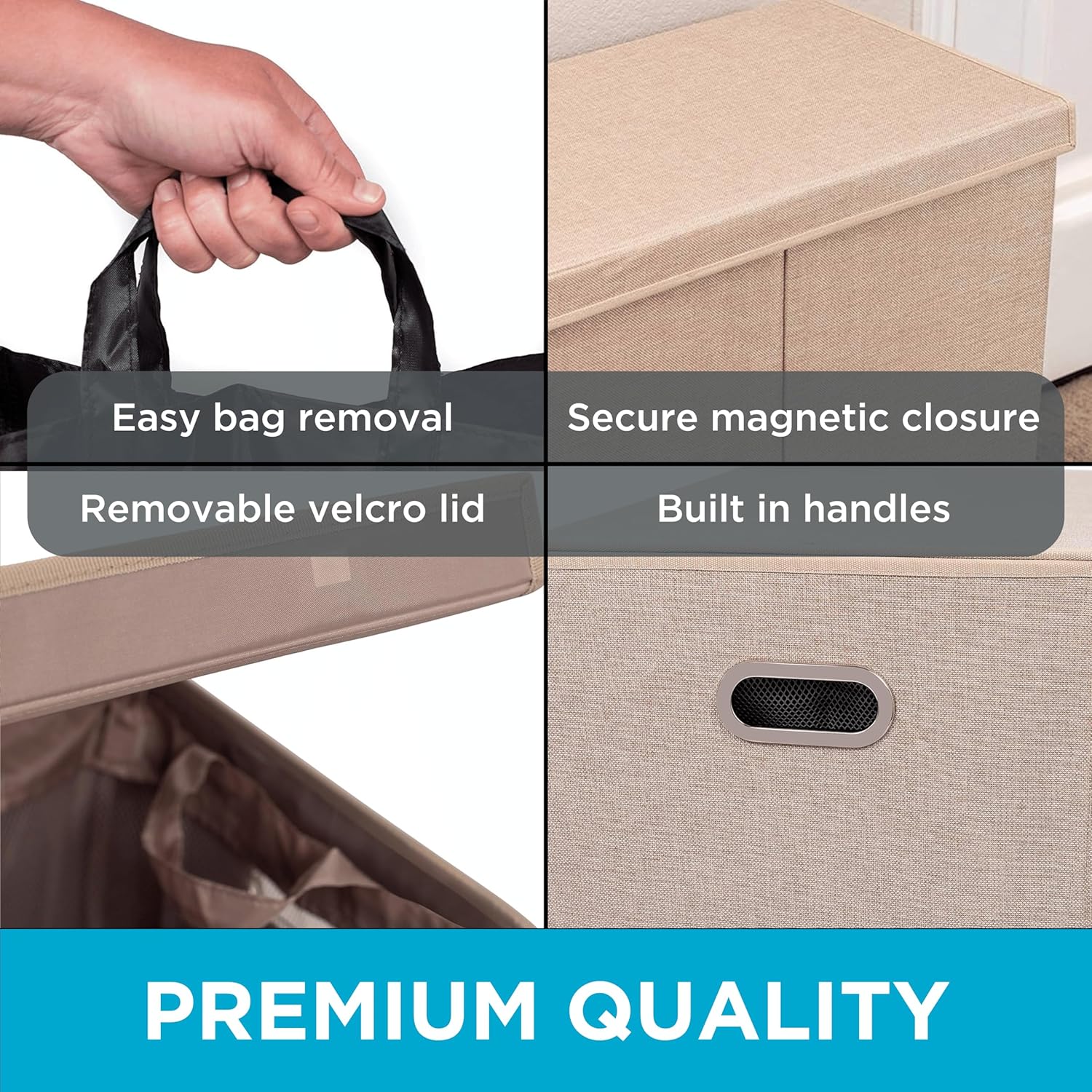 BIRDROC HOM Doubl Laundr Hampe wit Li an Removabl Liner Line Easil Transpor Laundr Foldabl Hampe Cu Ou Handles