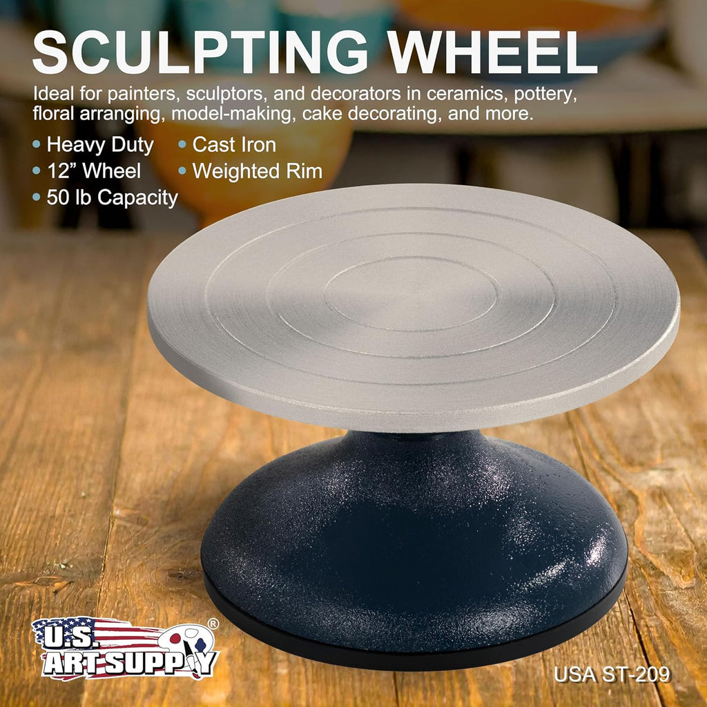 US Art Supply 7” Diameter Sculpting Wheel- Heavy Duty All Metal Construction Turntable with Ball Bearings