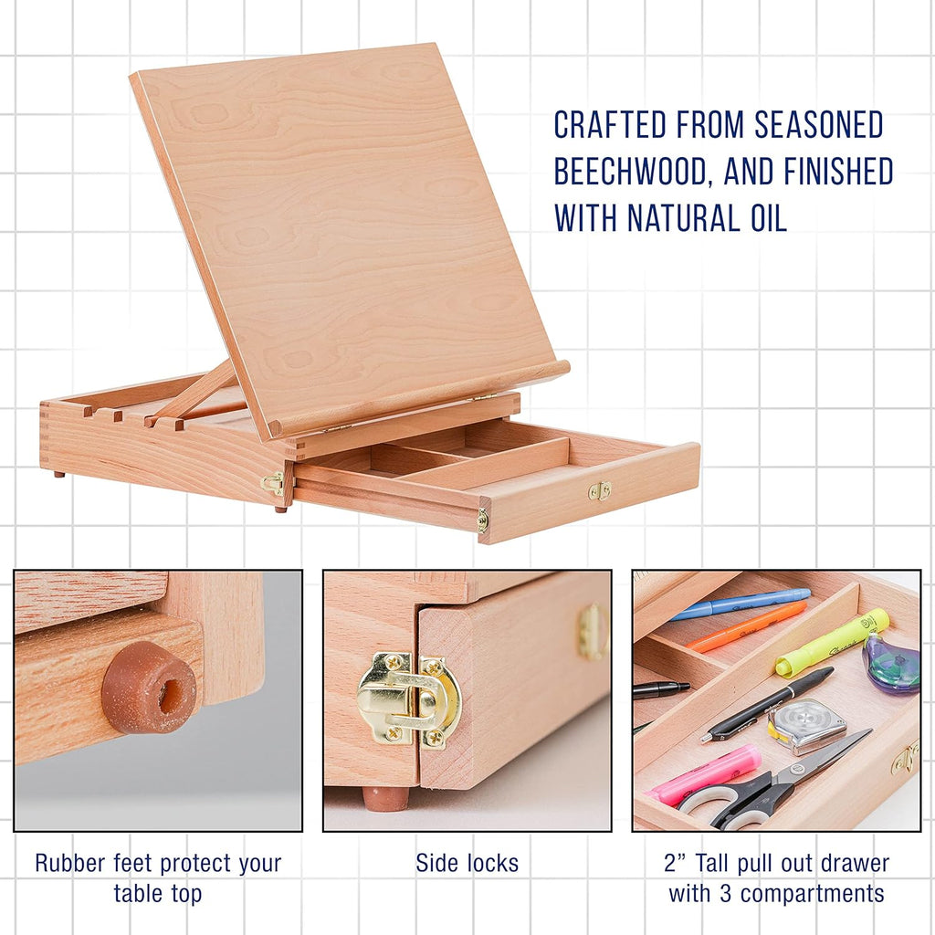 U.S Ar Suppl Larg 20-1/2inc 16inc Woode Drawin Board Adjustabl Tabl To Ease fo Paintin an Drawin Draftin Boar wit Angles T-Square Penci Ledge Lockin Storag Drawer