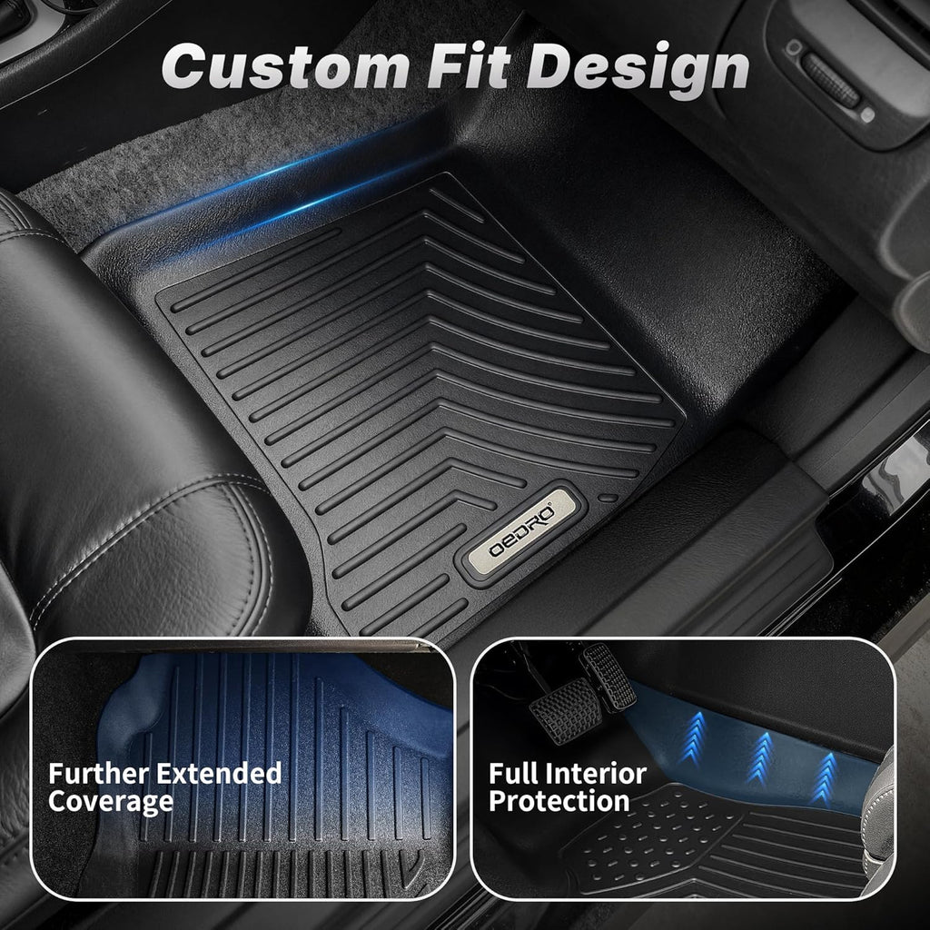 Upgraded Floor Mats Fit for 2002-2008 Dodge Ram 1500 Quad Cab, 2003-2009 Dodge Ram 2500/3500 Quad Cab, All Weather Floor Liners Unique Black TPE Front 2nd Seat