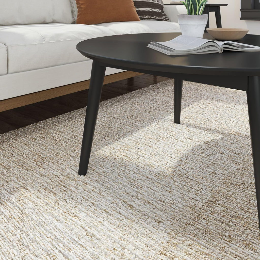 Plank+Beam Mid Century Modern Coffee Table, 36 Inch Wood Coffee Tables for Living Room, Round Center Table, Cocktail Table for Small Spaces, Black