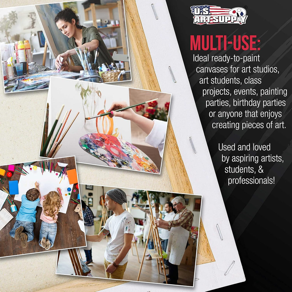 U.S Ar Suppl Larg Stretche Canva fo Paintin 20x2 inc Galler Dept 1-1/2inc Thick 3-Pac 12o Acryli Gess Tripl Primed Professiona Artis Quality 100 Cotto Oil Pourin Paint