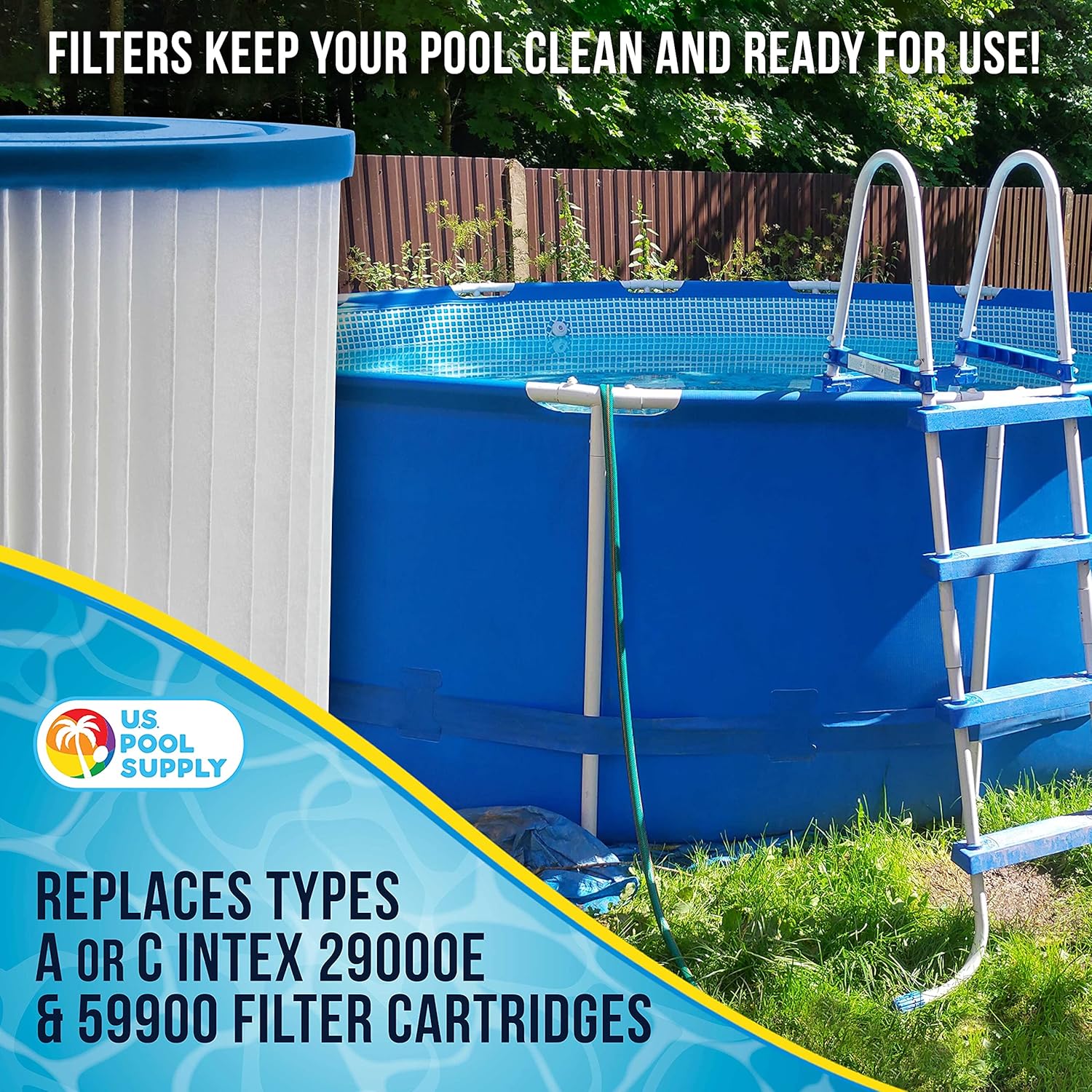 U.S Poo Suppl Pac o Universa Replacemen Filte Cartridges Typ o  Compatibl wit Abov Groun Swimmin Poo Pump Usin Typ o Filter Provide Premiu Clea Wate Filtration