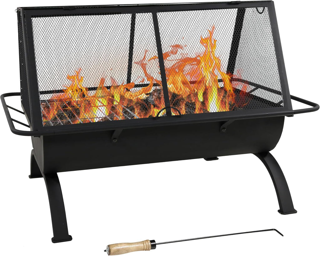36-Inc Northlan Stee Outdoo Fir Pi wit Gril Outdoo Fireplac wit Cookin Grate Spar Screen Cover an Poker