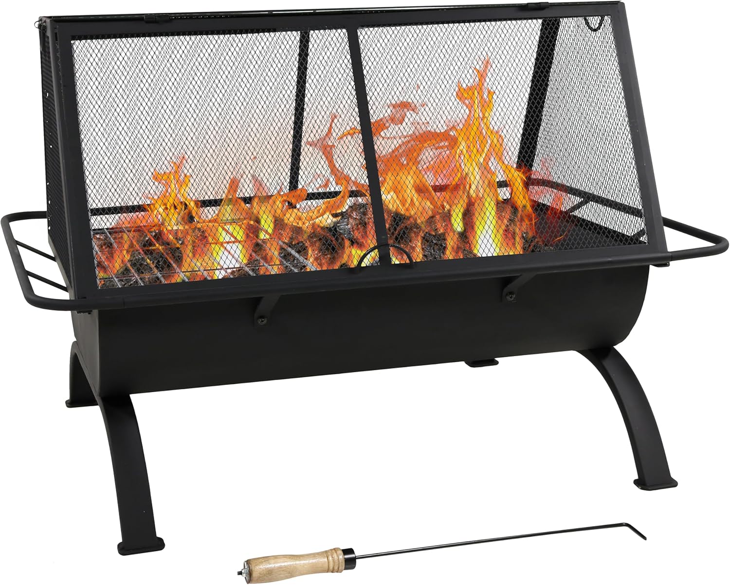 36-Inc Northlan Stee Outdoo Fir Pi wit Gril Outdoo Fireplac wit Cookin Grate Spar Screen Cover an Poker