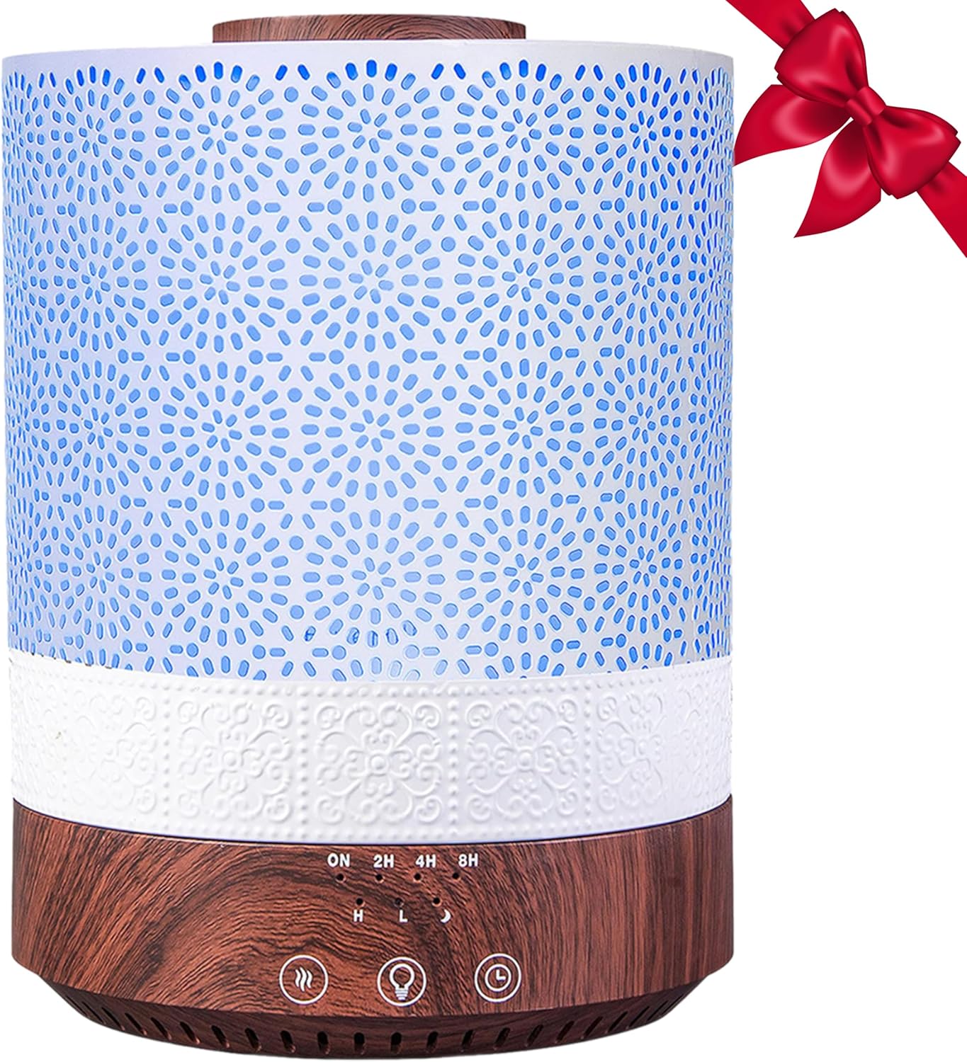 BlueHills 2500 ML XL Essential Oil Diffuser for Large Room Aroma Humidifier Home Decor Bed Baby Room Big Huge 2.5 L Capacity Long Run Color Lights Decorative Design High Mist Dark Wood Grain F004