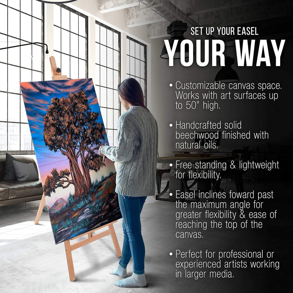 U.S Ar Suppl 64inc t 89inc Sunse Mediu A-Fram Woo Easel Lyr Styl Studi Ease Woode Artist Floo Stand Sturdy Adjustabl Heigh t 48inc Canva Painting Drawing Sig Display