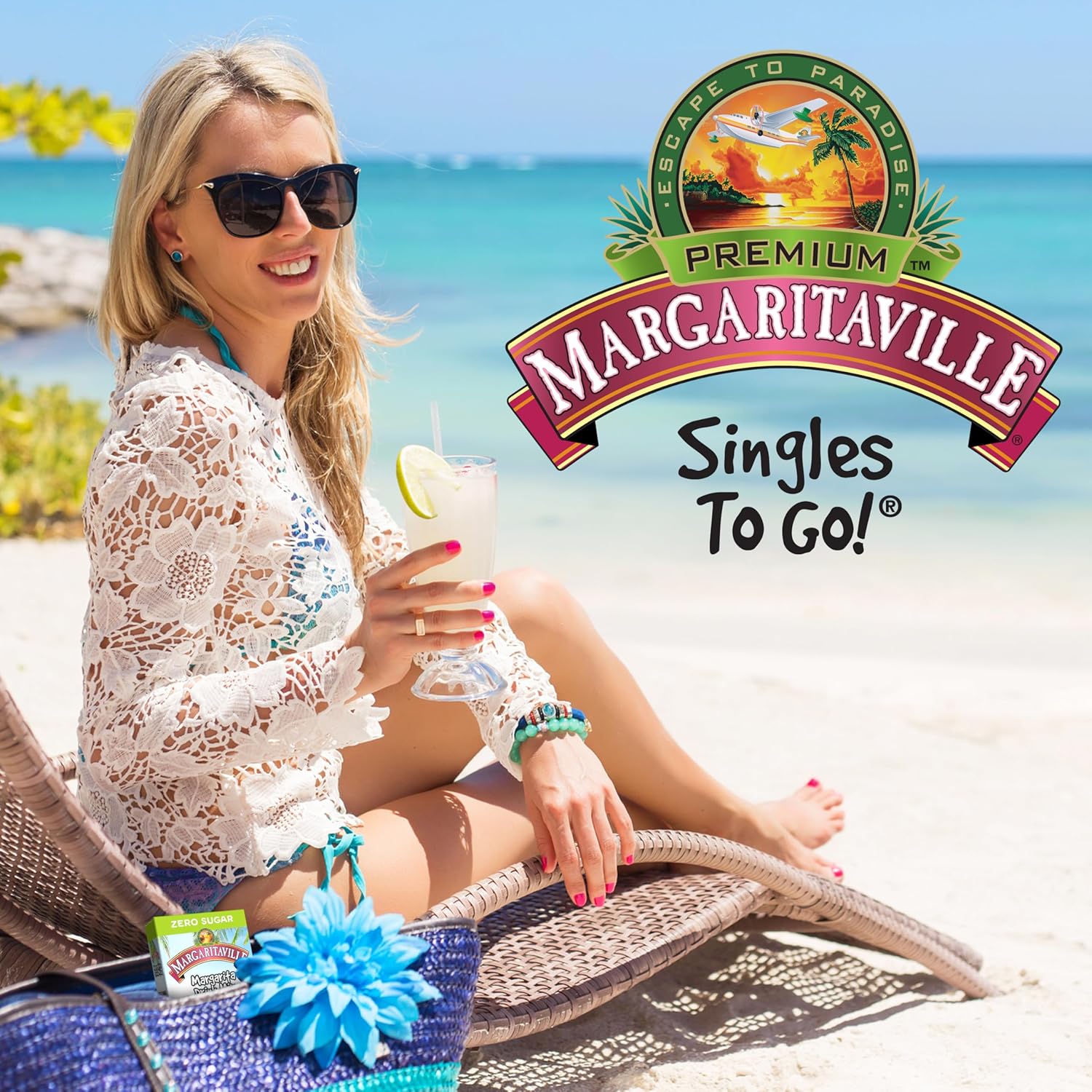 SINGLE T GO Margaritavill Wate Drin Mix Variet Pack Include Flavors Caribbea Frui Punch Pin Colada Strawberr Daiquiri An Margarita, Bo (4 Singl Servings)