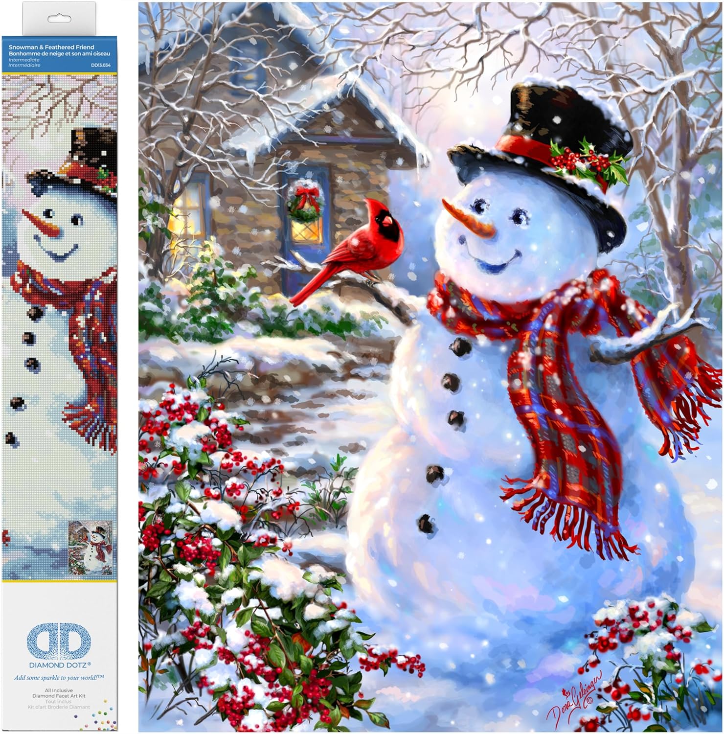 DIAMON DOT Kit Snowma Feathere Friend Ful Drill Roun Dotz Diamon Paintin Kits Diamon Ar Kit fo Adults Ge Art Diamon Art Kits 24.4inchx19.7inch