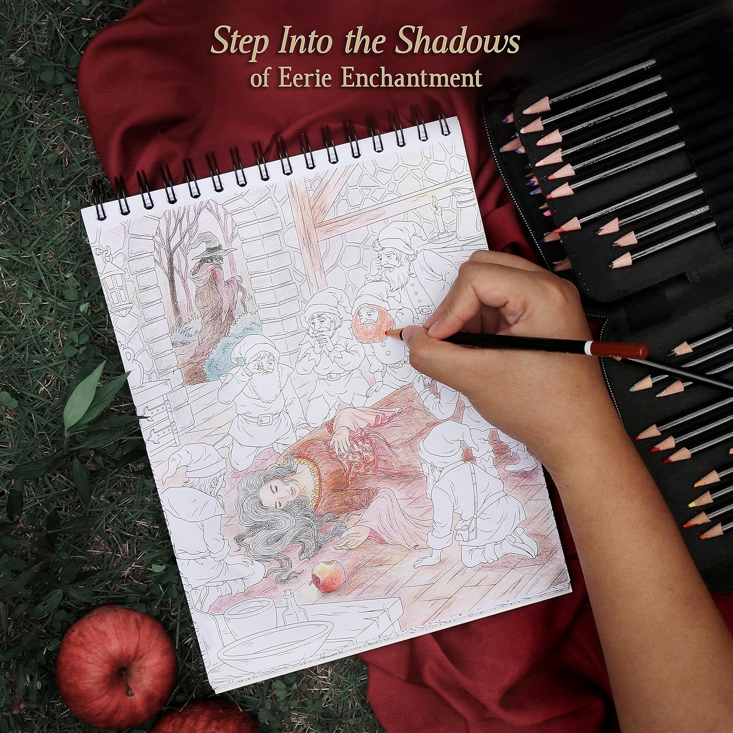 ColorIt Eerie Enchantment: Fairytale Origins Spiral Bound Adult Coloring Book, 50 Drawings of Bewitched Fantasy, Fable & Princess Stories, Thick Paper, Perforated Edges, Hardback Covers, & Ink Blotter
