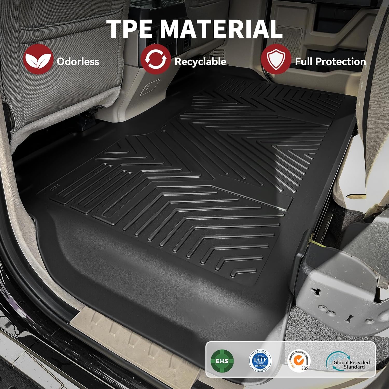 YITAMOTOR Floor Mats for 2015-2025 Ford F-150 Super Crew Cab with 1st Row Bench Seats, Custom Fit F150 1st & 2nd Row All Weather Floor Liners,Bench Seating, Black