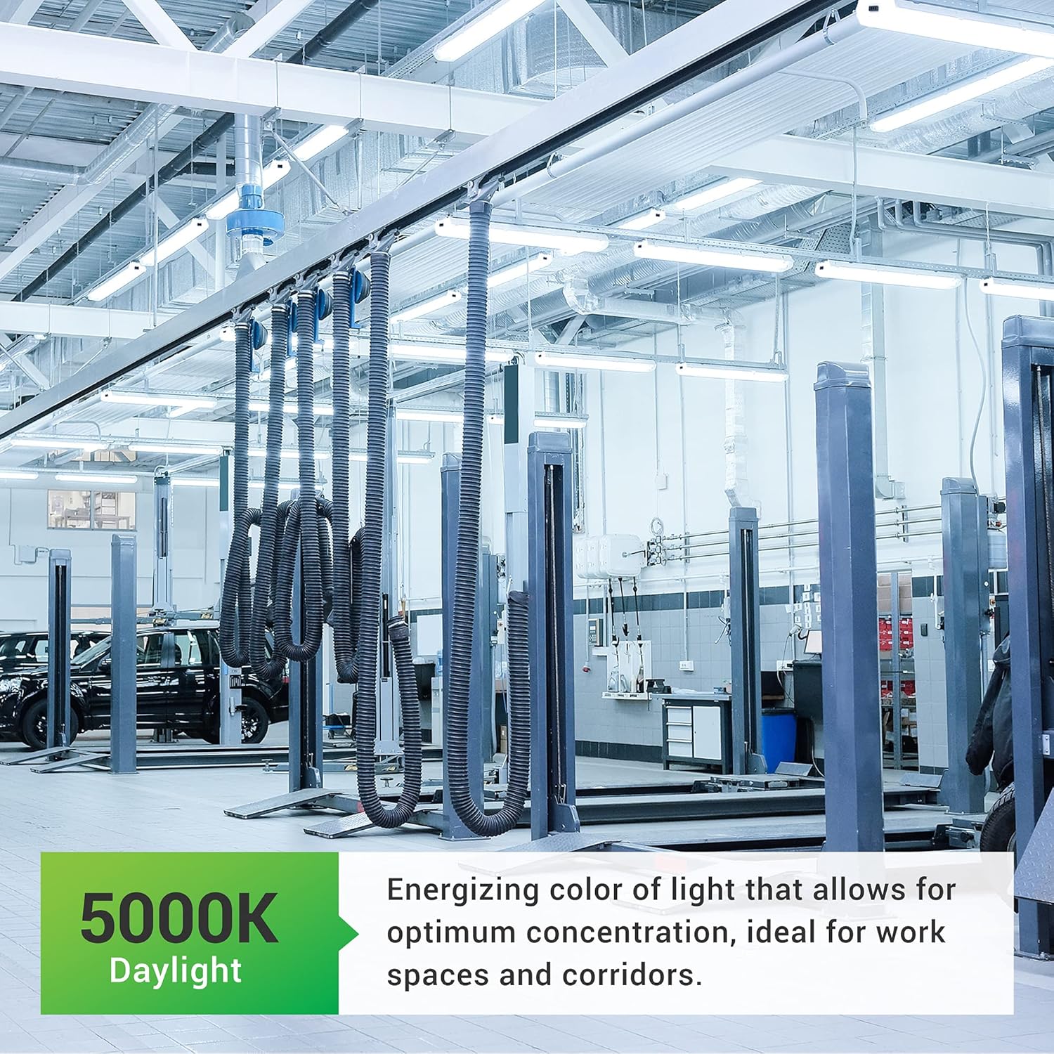 Sunc 1 Pac 40W=260 LE Sho Ligh fo Worksho Garag 4FT Plu i Froste Len Linkabl Utilit Industria Fixture 5000 Daylight 410 Lumen Non-Dimmable Hanging Pul Chai ETL