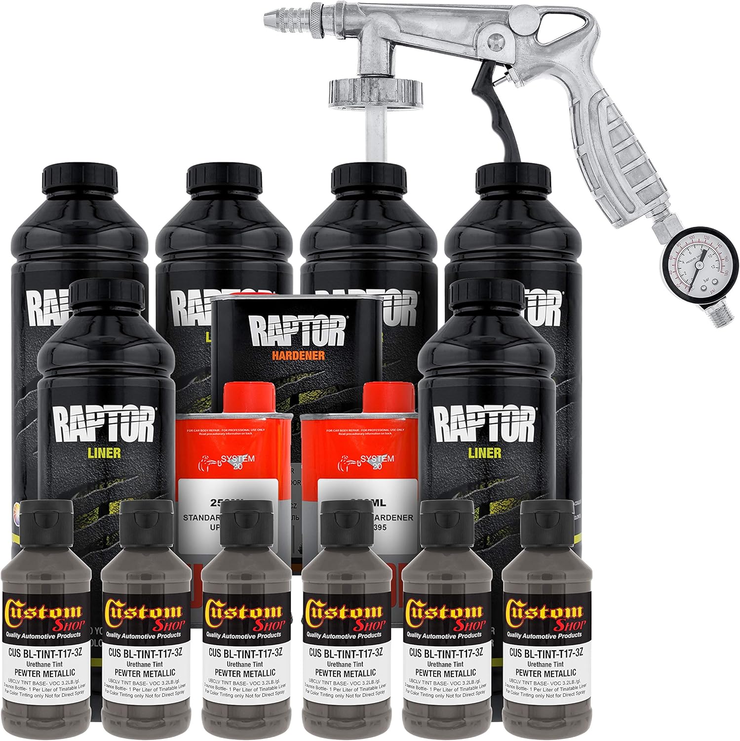 Custo Sho Pewte Metalli Urethan Spray-O Truc Be Line Ki an Custo Coa Spra Gu wit Regulator Liters