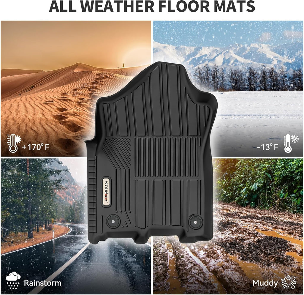YITAMOTOR Floor Mats Fit for 2019-2025 2026 Ram 2500/3500 Crew Cab, TPE All Weather Dodge Ram 2500/3500 Floor Mats Include 1st & 2nd Row, Black