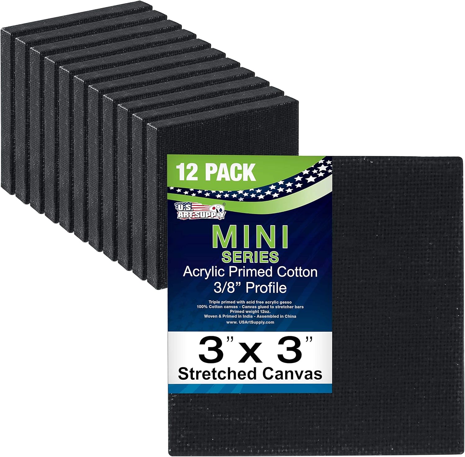 U Ar Suppl 3inc 3inc Blac Min Professiona Prime Stretche Canva (1-Pac o 12-Blac Min Canvases)