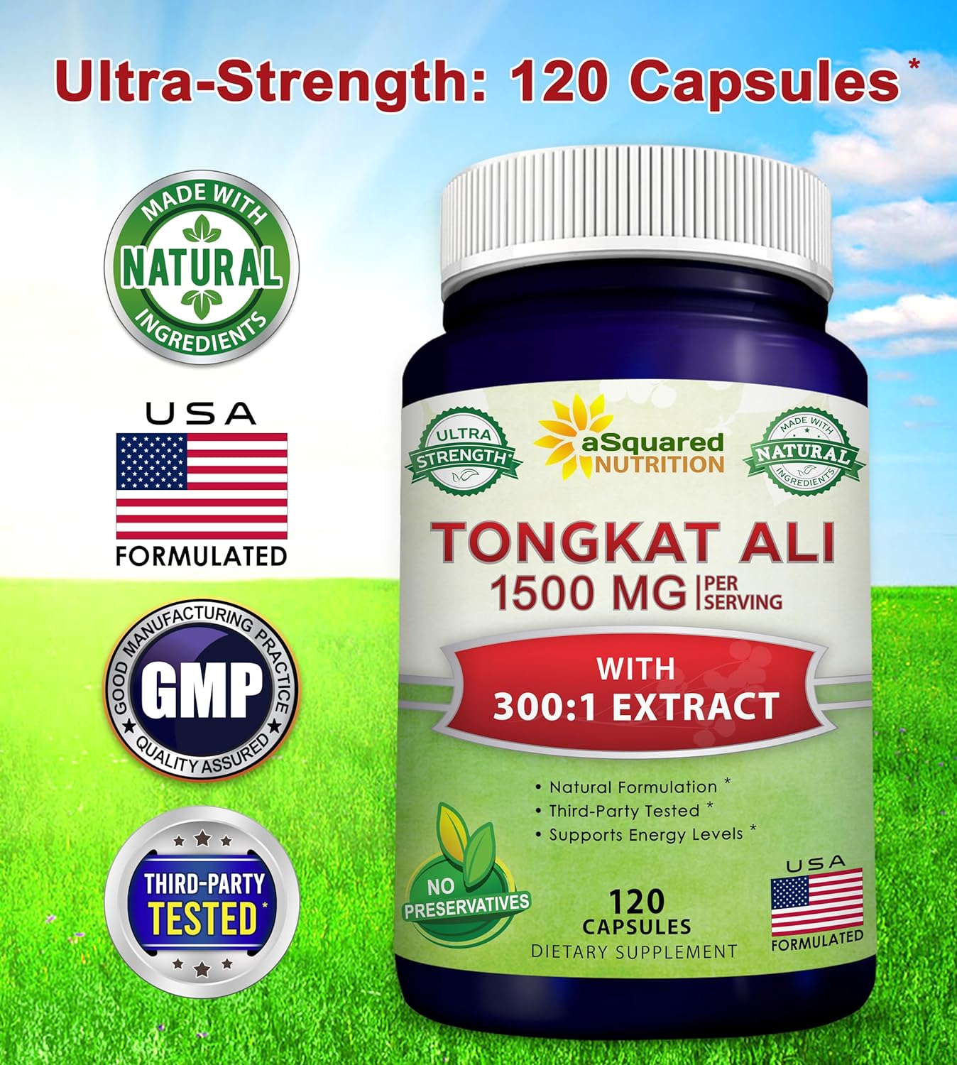 aSquare Nutritio Tongka Al 1500m 12 Capsule Longjac (Eurycom Longifolia Extrac Supplemen Lon Jac Roo Powde Pill Tongka Al fo Me Women