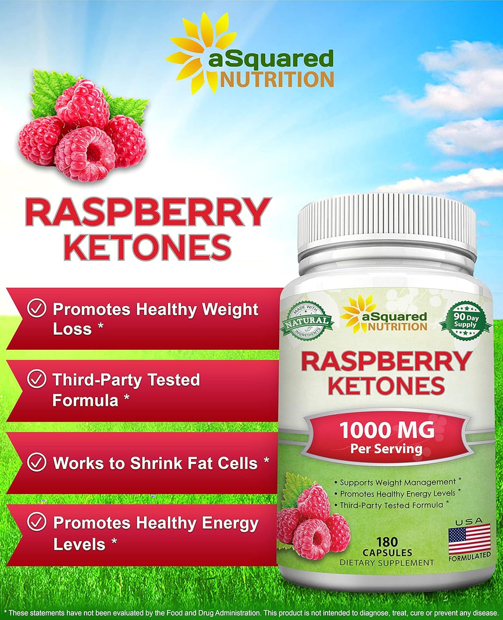 aSquare Nutritio Natura Raspberr Ketone 1000mg-18 Capsules-Weigh Los Supplement Ma Strengt Plu Appetit Suppressan Die Pills Premiu Lea Healt Powde t Boos Pur Energ Metabolism