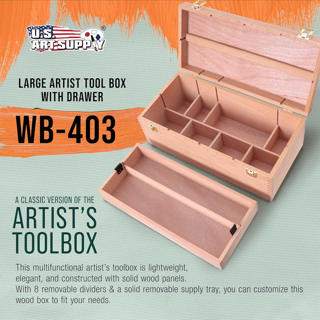 U.S Ar Suppl Multi-Functio Artis Suppl Bo wit Lockin Clasp Removabl Tra Woode Ar Bo fo Artis Supplies Brushes Pencils Erasers Too Storag Organize Case