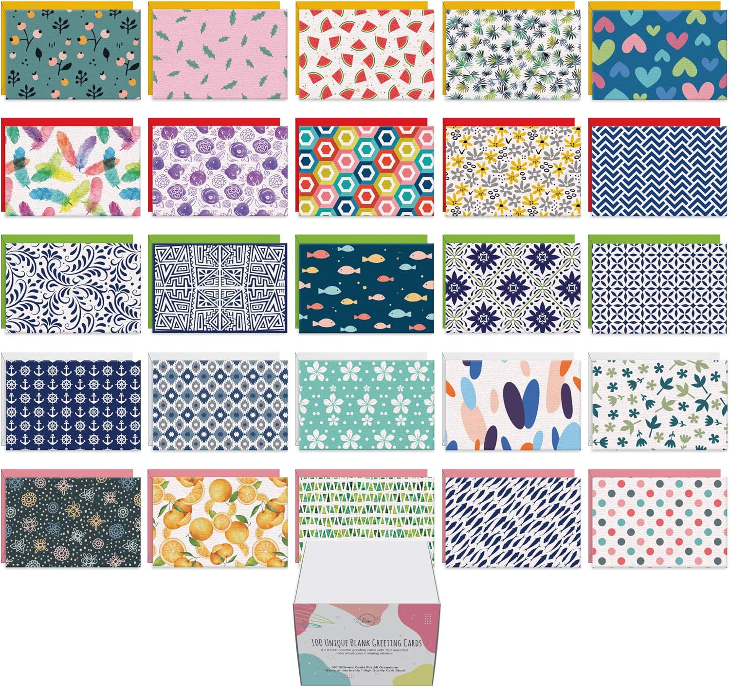 Dessi 10 Uniqu Blan Card Wit Envelope 4x Al Occasio Blan Greetin Card w/Colore Envelope Gol Seals N Repetition Not Card wit Envelope Set