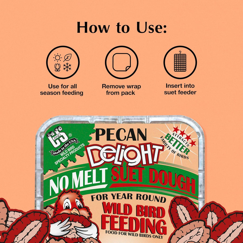 C&S Pecan Delight No Melt Suet Dough 11.75 Ounces 8 Pack