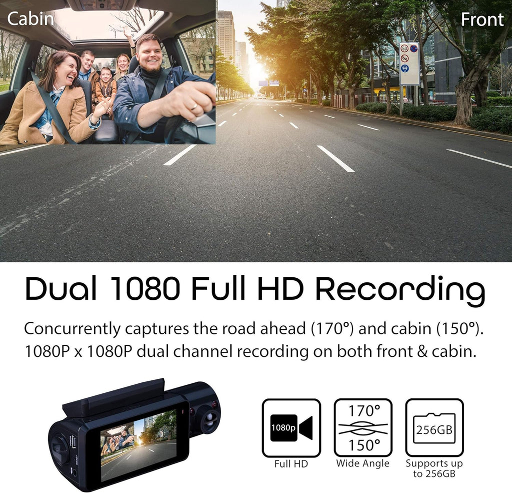 Rexin V Dua Camer Fron an Insid Cabi Ful H 1080 wit WiF an Built-i GPS