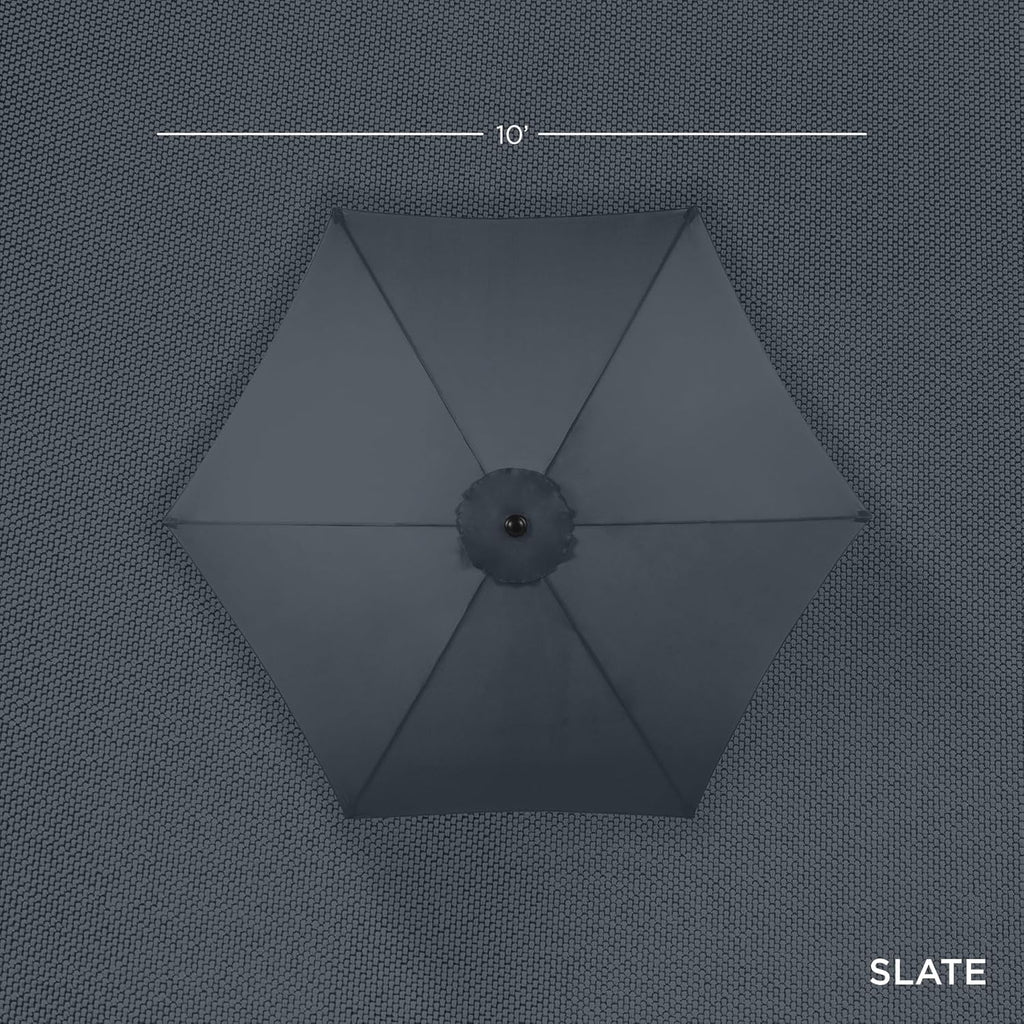 Best Choice Products 10ft Outdoor Steel Polyester Market Patio Umbrella w/Crank, Easy Push Button, Tilt, Table Compatible - Slate