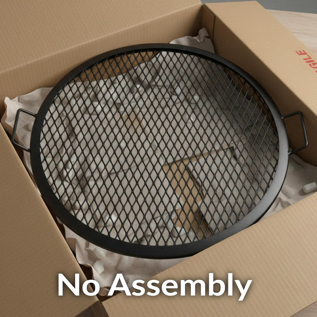 Sunnydaze X-Marks Outdoor Fire Pit Grill Grate for Cooking - Round Fire Pit Grate - Steel Campfire BBQ Grill with Handles - 37.5-Inch