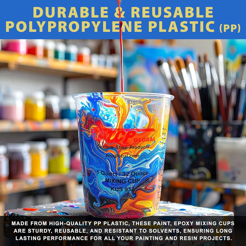 Custo Sho Pain Mixin Cups 32-Ounc (1 Pack Plasti Measurin Cup fo Liquids Automotiv Painting Epox Resin Acryli Arts Crafts Disposabl o Reusable Graduated Mixin Ratios