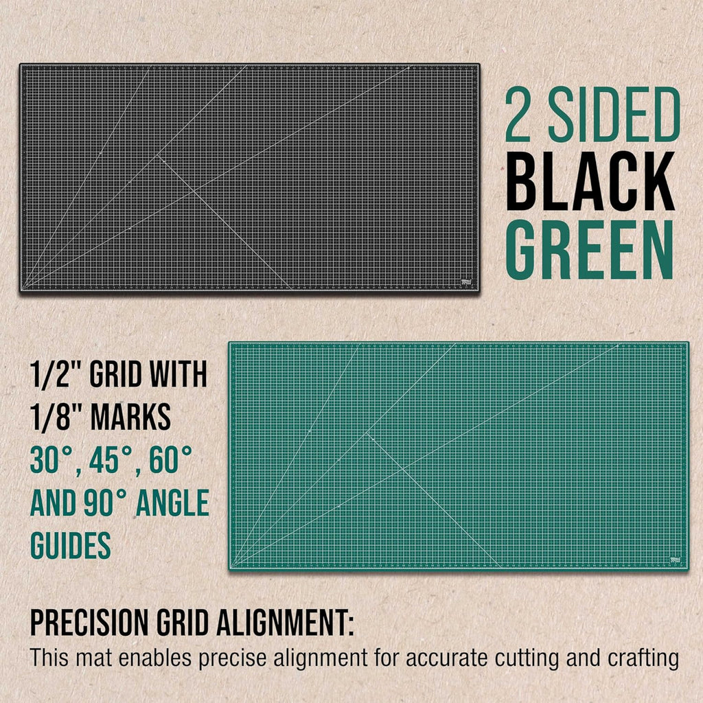 U.S Ar Suppl 40inc 80inc Self-Healin Cuttin Ma 5-Pl Double-Side Green/Blac Craf Mat Non-Sli Cuttin Mat fo Crafts Sewing Quilting Scrapbooking